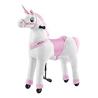 Ride on Horse Unicorn Toy for Kids Riding Horse Pony Rider Mechanical Cycle Walking Action Plush Animal for 6 to 14 Years, No Battery or Electricity,Max Load 187 LBS, Large Size