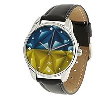 ZIZ Ukraine Watch Unisex Wrist Watch, Quartz Analog Watch with Leather Band
