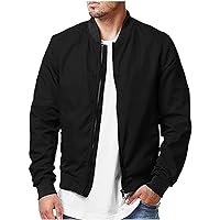 Men Casual Jacket Cotton Stand Collar Zipper Outdoor Military Coat Comfy Outwear Windbreaker Lightweight Bomber Jacket