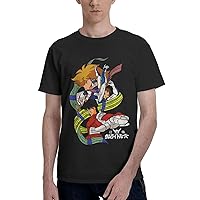 Anime T Shirts Ronin Warriors Boy's Summer Cotton Tee Crew Neck Short Sleeve Clothes Black