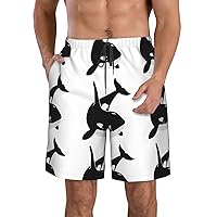 Killer Whale Dolphin Ocean Print Men's Beach Shorts Hawaiian Summer Holiday Casual Lightweight Quick-Dry Shorts