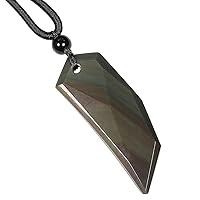 TUMBEELLUWA Faceted Reiki Energy Crystal Stone Pendant Necklace for Unisex Adjustable Wolf Shape Stone Necklace Talisman Amulet