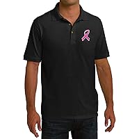 Breast Cancer T-Shirt Pink Ribbon Pocket Print Pique Polo