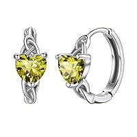 Celtic Knot Sterling Silver Birthstone Hoop Earrings with Shiny Cubic Zirconia for Women Girls Birthday Jewelry