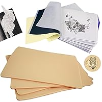 3mm Tattoo Skin with Transfer Paper - 25Pcs Tattoo Stencil Paper and Skin Practice Kit Including 5Pcs Soft Tattoo Fake Skin and 20Pcs Tattoo Transfer Paper for Beginners or Artists