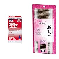 HealthCareAisle Eye Allergy Itch Relief - Olopatadine Hydrochloride Ophthalmic Solution USP, 0.2% - 2.5mL Twin Pack & Swisspers Premium Cotton Swabs, 300 Count Pack