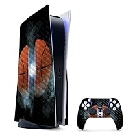 MightySkins Carbon Fiber Gaming Skin for PS5 / Playstation 5 Bundle - Basketball Orb | Durable Textured Carbon Fiber Finish | Easy to Apply and Change Style | Made in The USA