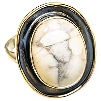 Ana Silver Co Large Howlite Ring Size 11 (925 Sterling Silver) - Handmade Jewelry, Bohemian, Vintage RING110691