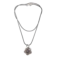NOVICA Handmade Amethyst Flower Necklace Artisan Crafted Silver Sterling Purple Pendant Indonesia Floral Birthstone 'Holy Lotus'
