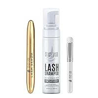 Eyelash Extension Shampoo 6.76 fl.oz Serum 5ml / Eyelid Foaming Cleanser/Supplies for Lashes Growth & Thickness/With Biotin/Enhancing Natural Eyelashes/Professional & Self Use