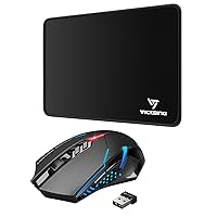 Wireless Gaming Mouse and 14.6×11.8 inches Gaming Mouse Pad, 2400 DPI Silent Click Gaming Mouse, Nonslip Natural Rubber Base Mouse pad for Gaming Computer & Laptop & PC, Black