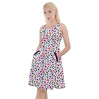 CowCow Womens Knee Length Skater Dress with Pockets Sweet Costume Yummy Ice Cream Pattern Party Skater Dress,XS-5XL