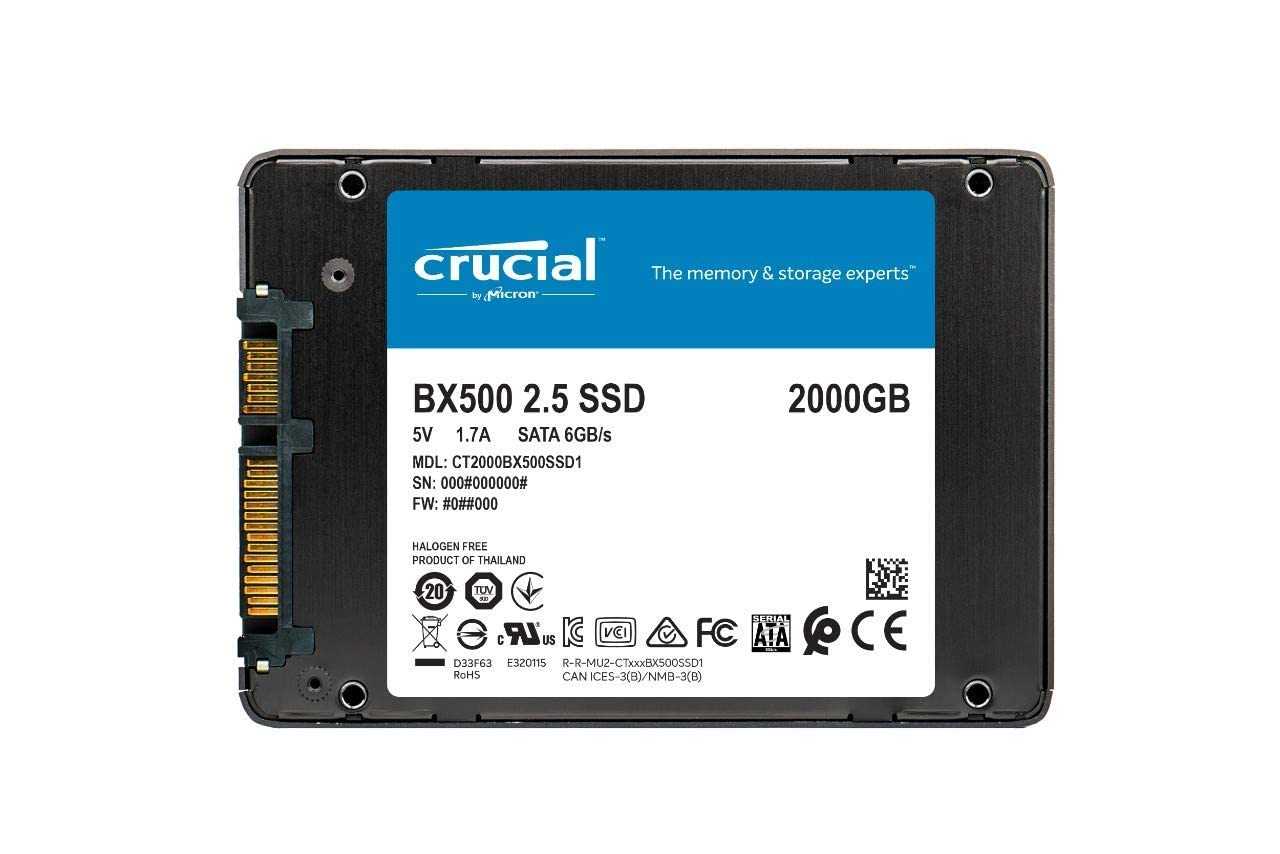 Crucial BX500 2TB 3D NAND SATA 2.5-Inch Internal SSD, up to 540MB/s - CT2000BX500SSD1