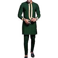 African Clothing for Men Full Sleeve Jacket and Ankara Pants 2 Pieces Outfits Plus Size Formal Wear African Suit