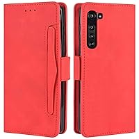 Motorola Edge Case, Magnetic Full Body Protection Shockproof Flip Leather Wallet Case Cover with Card Slot Holder for Motorola Moto Edge 5G Phone Case (Red)