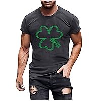 St Patricks Day Tshirt Men Clover Printed Graphic Shirts Short Sleeve Active Tee Tops Funny Irish Green Day T-Shirt