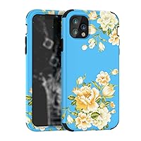 for iPhone X XS XR Max 7 8 6 S Plus Case, Exquisite Durable Silicone + PC Phone Case, Charming Floral Pattern Protector Cover Full Body Rugged Bumper(Blue,7/8 Plus)