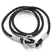 Mens Three-lap Marine Anchor Wrap Bracelet Wristband with Nautical Sailor Leather Straps