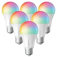 Zigbee Smart Light Bulbs, Smart Hub Required, Works with SmartThings and Echo with Built-in Hub, Voice Control with Alexa and Google Home, Color Changing 60W Eqv. A19 Alexa Light Bulb, 6 Pack