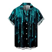 Men's Hawaiian Shirt Button Down Short Sleeve Blouse Tropical Casual Beach Shirt Tops Fashion Lapel Tunic