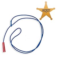 Old West Cowboy Plastic Sheriff Badge & Children’s Cowboy Kiddie Trick Rope Lasso Set - Blue