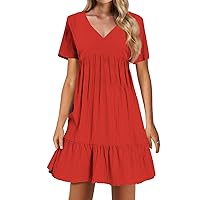 Corset Dress for Women, Ladies Casual Sexy Solid Color V Neck Loose Patchwork Short Sleeve Block Dress, S, 3XL