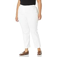 Alfred Dunner Petite Womens PetiteClassic Allure Fit Proportioned Pant with Elastic Comfort Waistband, White, 12P