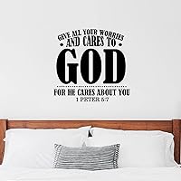 Give All Your Worries and Cares to God, for He Cares About You Quote Stickers Motivated Wall Sticker Inspirational Wall Decal Home Decoration for Bedroom Living Room Office 22 Inch