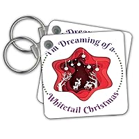 3dRose Key Chains I am dreaming of Whitetail Christmas Deer Hunting Sta (kc-339139-1)