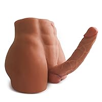 17LB Male Sex Doll Torso for Women with Flexible Dildo, Realistic Sex Doll Ass with Tight Anal for Men Masturbation, Unisex Sex Toy for Women Men Gay Couple, Brown Men Sex Dolls