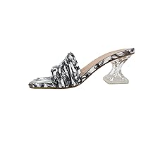 Women's Transparent High Heeled Sandals Transparent PVC Sexy Crystal High Heeled Sandals Transparent Open Toe Shoes Women (9.5, 2 Color, Numeric_9_Point_5)