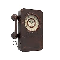Retro Old Telephone Wall Clock with Hidden Safe, Battery Operated Quartz Metal Wall Clocks, Large Rectangular Vintage Decor Clocks, for Farmhouse, Living Room(16