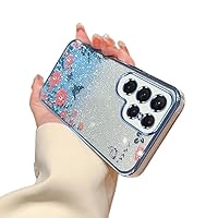 Gradient Glitter Electroplated Phone Case, Secret Garden, Transparent Full Cover Soft Case, Glitter Pink, for Samsung Galaxy S23 S22 S21 S20 Ultra Plus FE S10 S9 S8 Phone Case (Blue,S20)