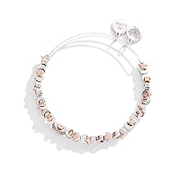 Alex and Ani Accents Moon + Star Beaded Expandable Bangle for Women, Two-Tone Finish, 2 to 3.5 in
