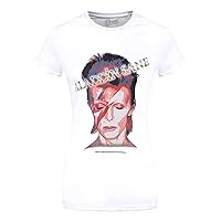 David Bowie 'Aladdin Sane (White)' Womens Fitted T-Shirt (medium)