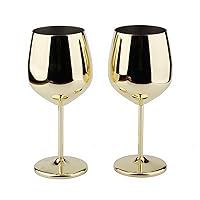 Stainless Steel Wine Glass 18oz - Set of 2 Gold - 3.6