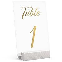 Gold Table Numbers 1-30 with 36 pack White Wood Table Number Holders