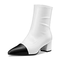 Castamere Chunky Block Mid Heel Pointed Cap Toe Ankle Boots Short Bootie Zipper Party Basic Classic 2.0 Inches Heels