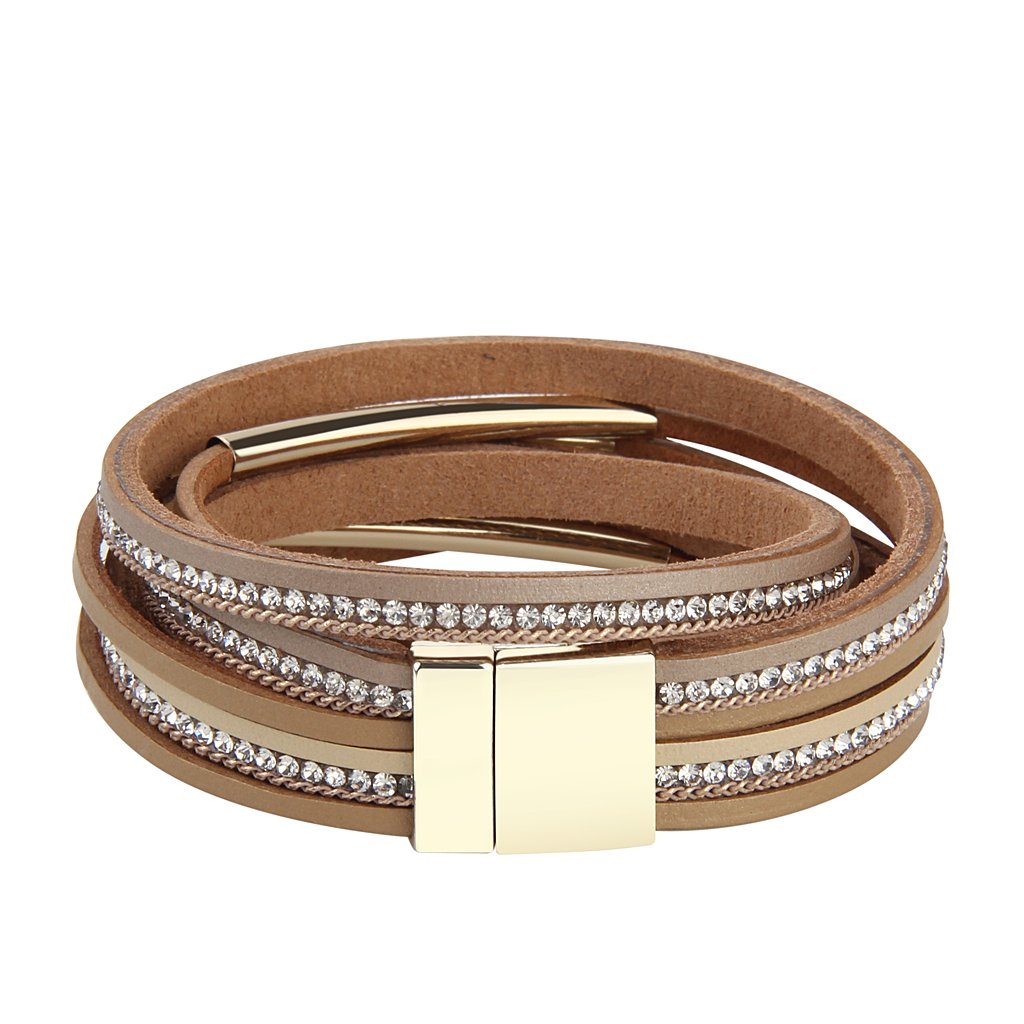 TASBERN Leopard Print Leather Wrap Bracelet in Multilayer Strands Leahter Cuff Bracelets for Women Mother Wife