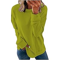 Women Crewneck Sweatshirts Casual Basic Pullover Solid Loose Fit Shirts Long Sleeve Tops Fall Fashion Outfits
