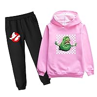 Boys Girls 2 Piece Tracksuit Outfits-Ghostbusters Sweatshirt with Hood + Sweatpants,Fleece Casual Hoodie for Kid
