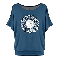 Going Out Tops for Women Plus Size College Women's Oversized T-Shirt with Batwing Sleeves Short Sleeve Tops Wo