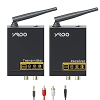 YMOO 2.4Ghz Wireless Audio Transmitter Receiver,48kHz/24bit HiFi Audio,20ms Ultra Low Latency,320ft Long Range RCA Jack Adapter for Speaker/soundbar to TV/PC/CD Player/Computer/Projector