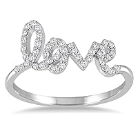 SZUL 1/4 Carat TW Diamond Love Ring in 14K White Gold
