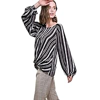 Umgee Women's Striped Gathered Blouse Tunic Top