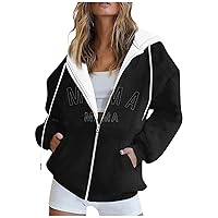 Zip Up Hoodies for Women Trendy Y2k Casual Long Sleeve Drawstring Drawstring Jacket Coat Oversized Hooded Sweatshirts