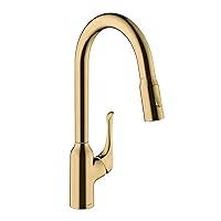 hansgrohe Allegro N Gold High Arc Kitchen Faucet, Kitchen Faucets with Pull Down Sprayer, Faucet for Kitchen Sink, Brushed Gold Optic 71843251