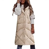 SNKSDGM Puffer Vest for Women Stand Collar Thick Hooded Sleeveless Long Down Winter Coats Warm Padded Quilted Jacket Outwear