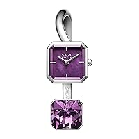 Women Fashion Watches Bracelet Style Stainless Steel Women's Wrist Watches As Gift for Women with Purple Crystal Decoration Silver