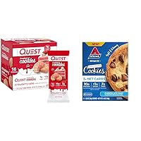 Quest Nutrition Frosted Strawberry Cake Cookies & Atkins Chocolate Chip Protein Cookies Bundle, 1-10g Sugar, 10-15g Protein, 2-3g Net Carbs